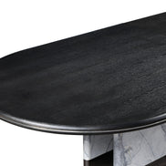 Renfew - Modern Black Oak + Faux Marble Oval Dining Table - image 2