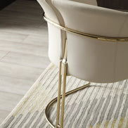 Renfew - Modern Beige Vegan Leather + Champagne Gold Dining Chair - image 2
