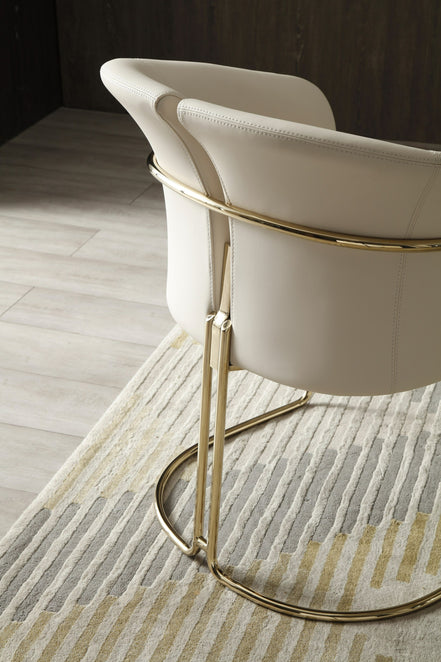 Renfew - Modern Beige Vegan Leather + Champagne Gold Dining Chair - image 2