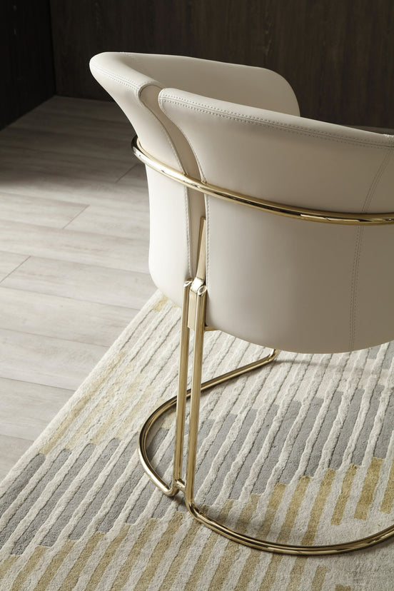 Renfew - Modern Beige Vegan Leather + Champagne Gold Dining Chair - image 2