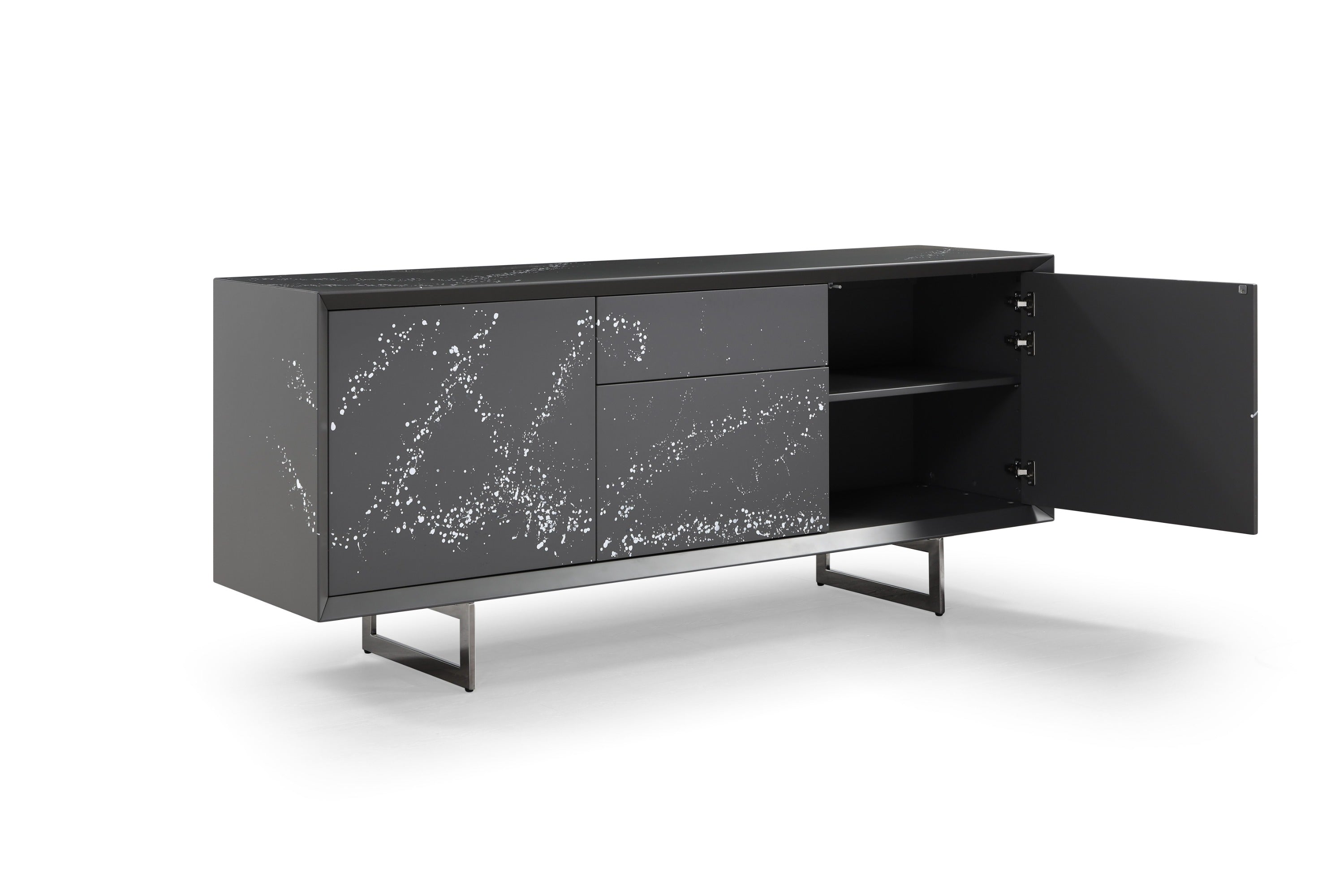 Hawick - Contemporary Dark Grey + Abstract White Paint Buffet - image 2