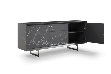 Hawick - Contemporary Dark Grey + Abstract White Paint Buffet - image 2
