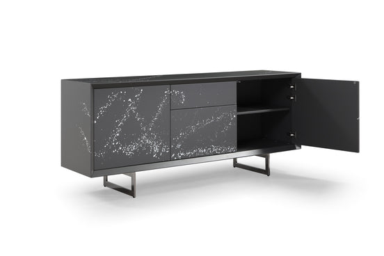 Hawick - Contemporary Dark Grey + Abstract White Paint Buffet - image 2