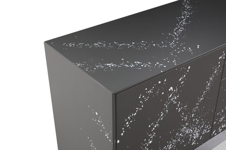 Hawick - Contemporary Dark Grey + Abstract White Paint Buffet - image 3