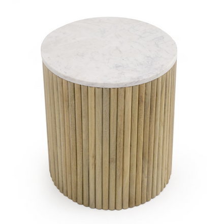 Cambridge White Marble & Mango Round End Table - image 2