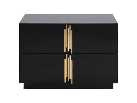 Token - Modern Black + Gold Wide Nightstand