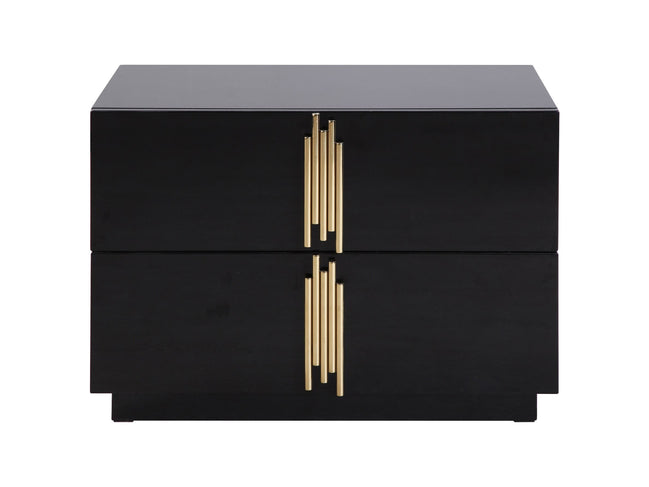 Token - Modern Black + Gold Wide Nightstand