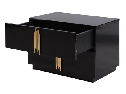 Token - Modern Black + Gold Wide Nightstand - image 3