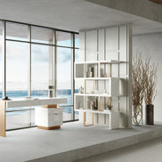 Trahan - Modern Gloss White and Brushed Gold Office Desk