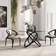 Campbell - Mid-Century Modern Grey Leatherette & Black Ash Dining Chair
