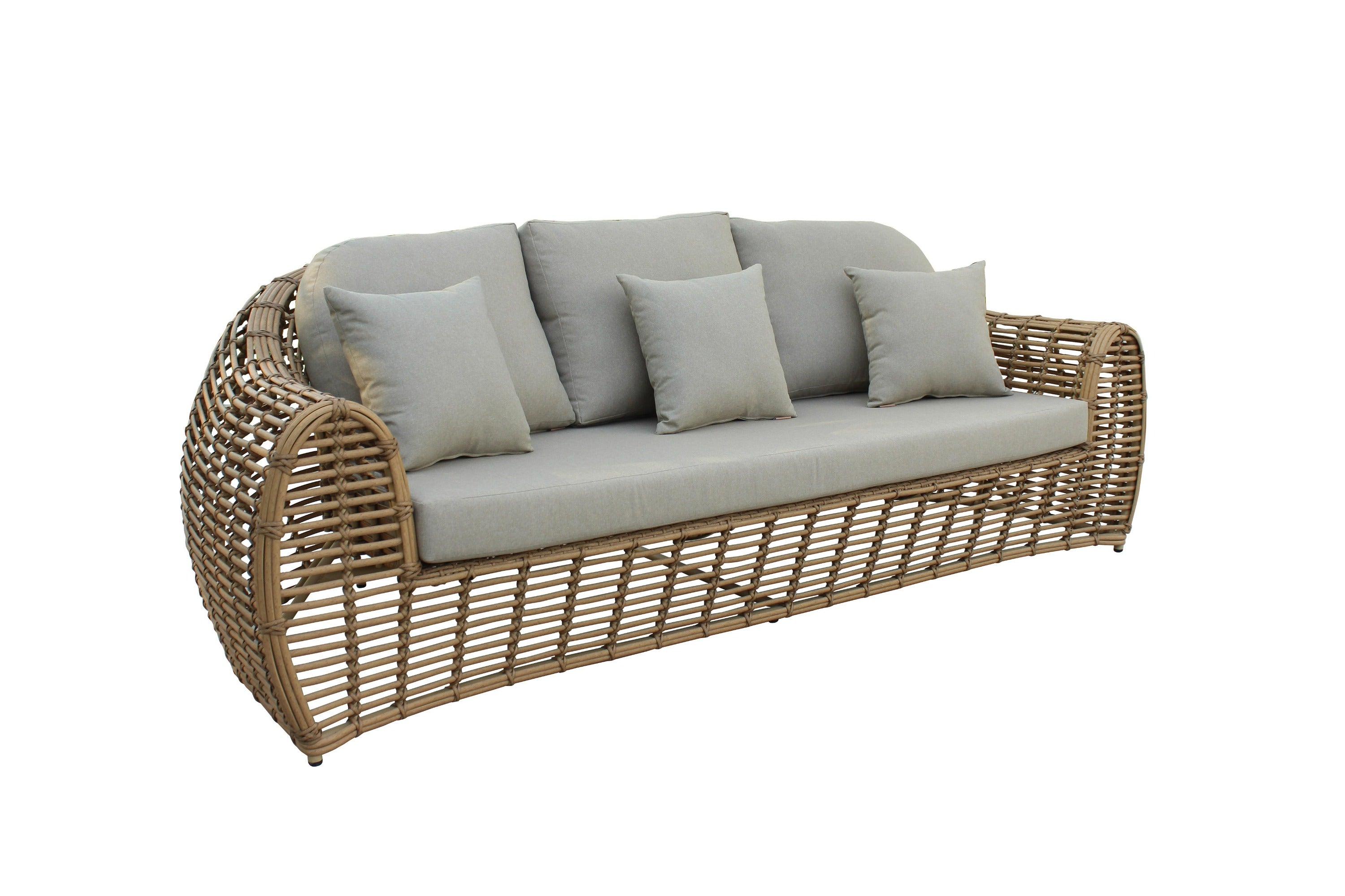 Sandra - Outdoor Beige + Wicker Sofa Set With End Table