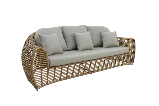 Sandra - Outdoor Beige + Wicker Sofa Set With End Table