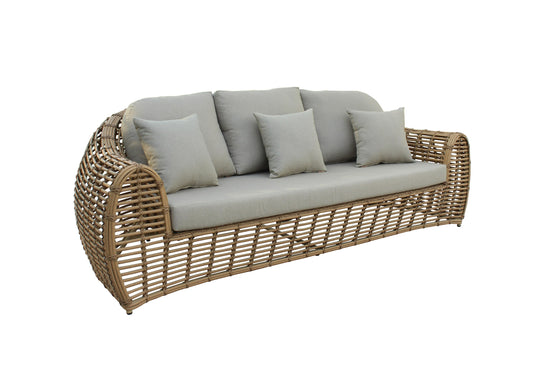 Sandra - Outdoor Beige + Wicker Sofa Set With End Table