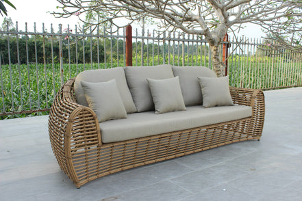 Sandra - Outdoor Beige + Wicker Sofa Set - image 2