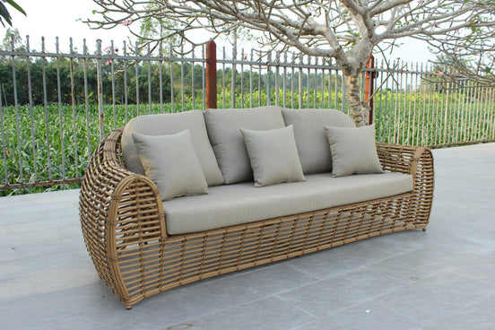Sandra - Outdoor Beige + Wicker Sofa Set - image 2