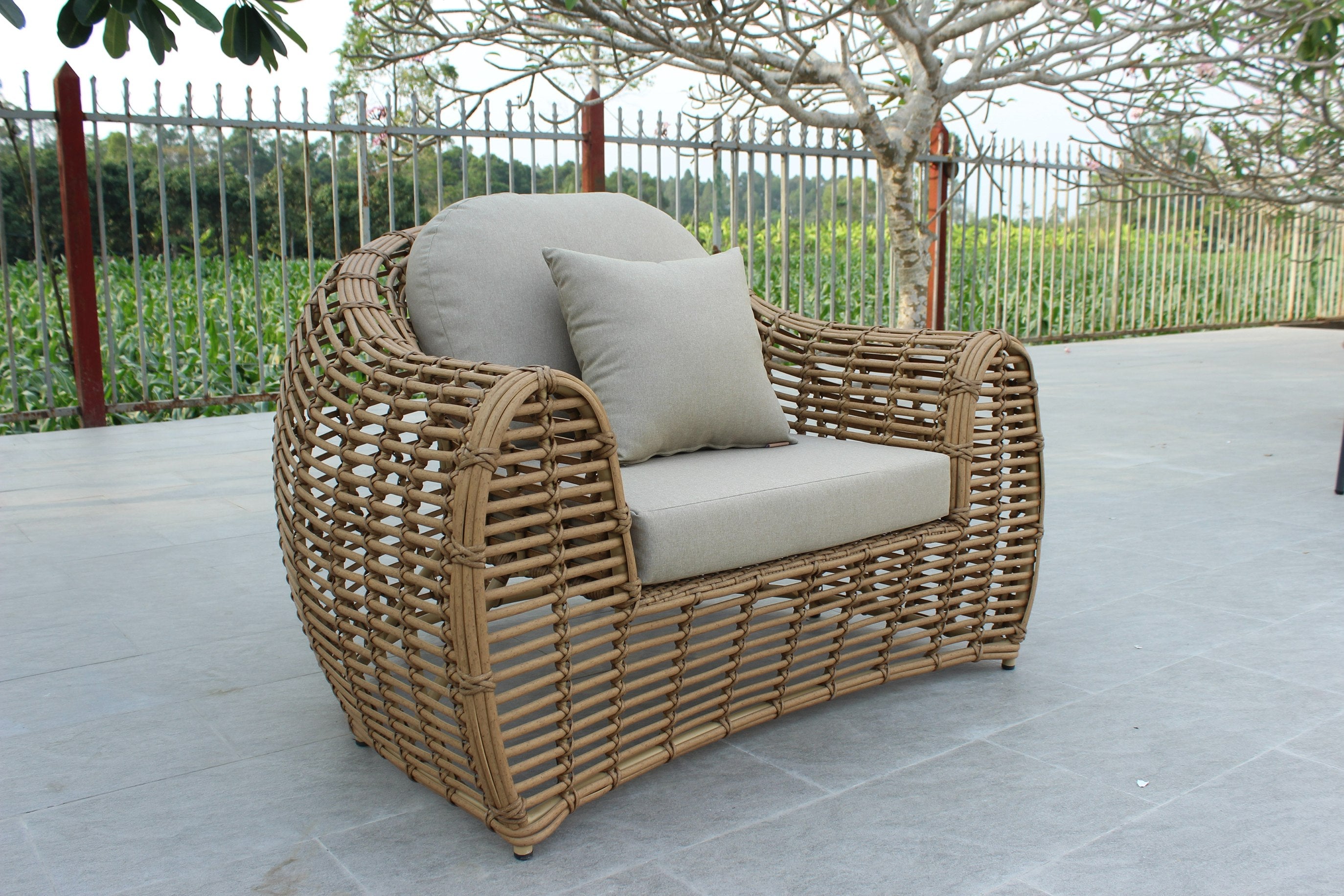 Sandra - Outdoor Beige + Wicker Sofa Set - image 3