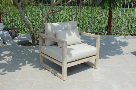 Calm - Outdoor Grey + Acacia Sofa Set - image 3