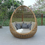 Cocoon - Outdoor Beige + Wicker Lounge Bed