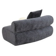 Simpson - Contemporary Dark Grey Fabric Curved Modular Armless Seat with Throw Pillows - image 2