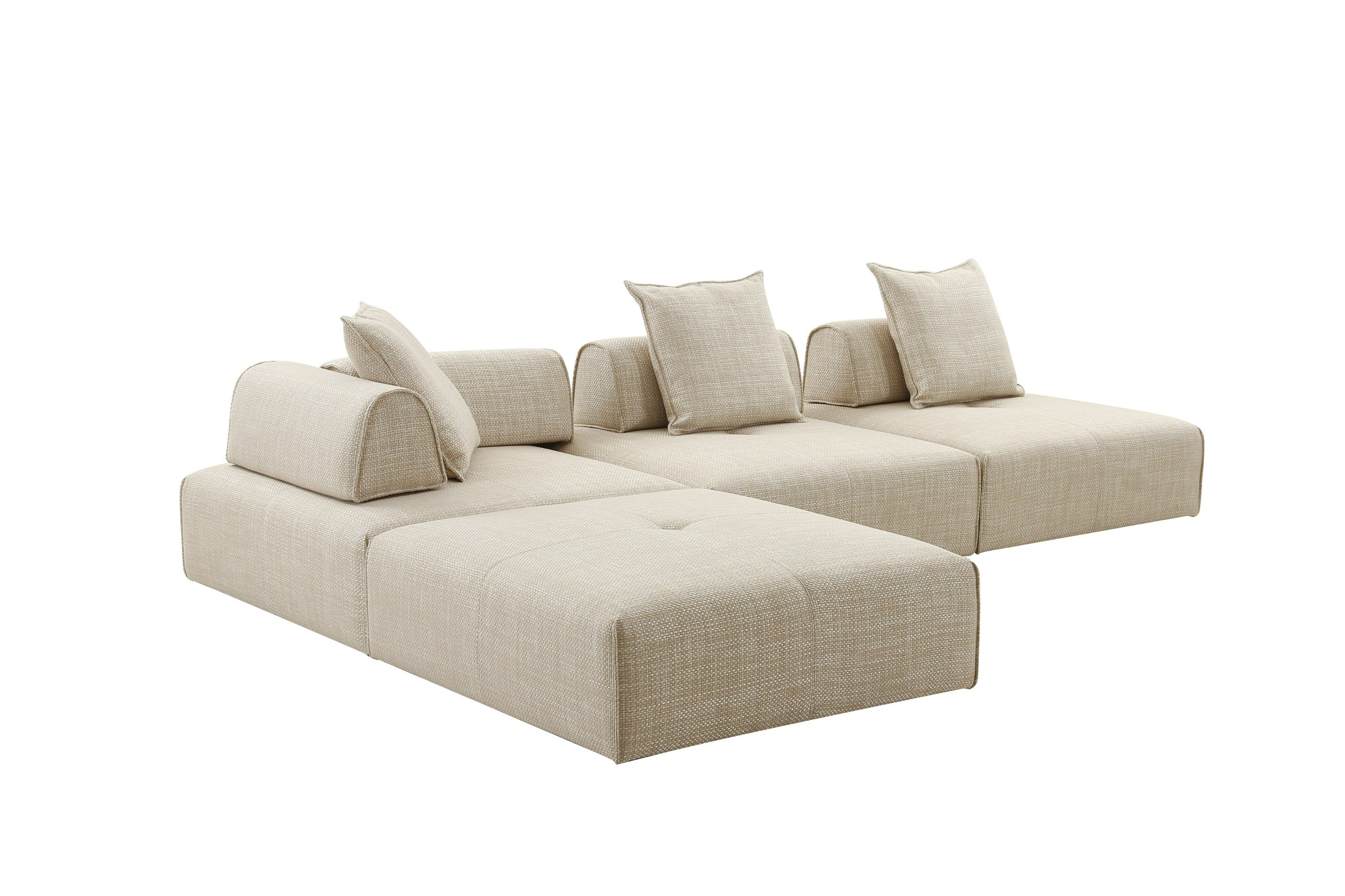 Mondo - Modern Modular Beige Fabric Armless Seat - image 2