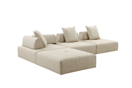 Mondo - Modern Modular Beige Fabric Armless Seat - image 2