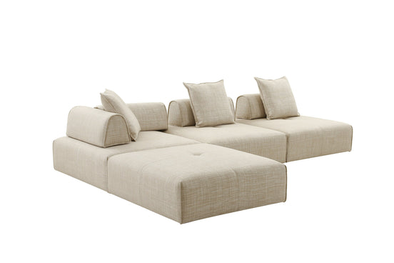 Mondo - Modern Modular Beige Fabric Armless Seat - image 2