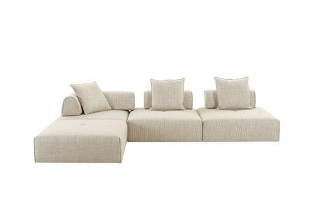 Mondo - Modern Modular Beige Fabric Armless Seat - image 3