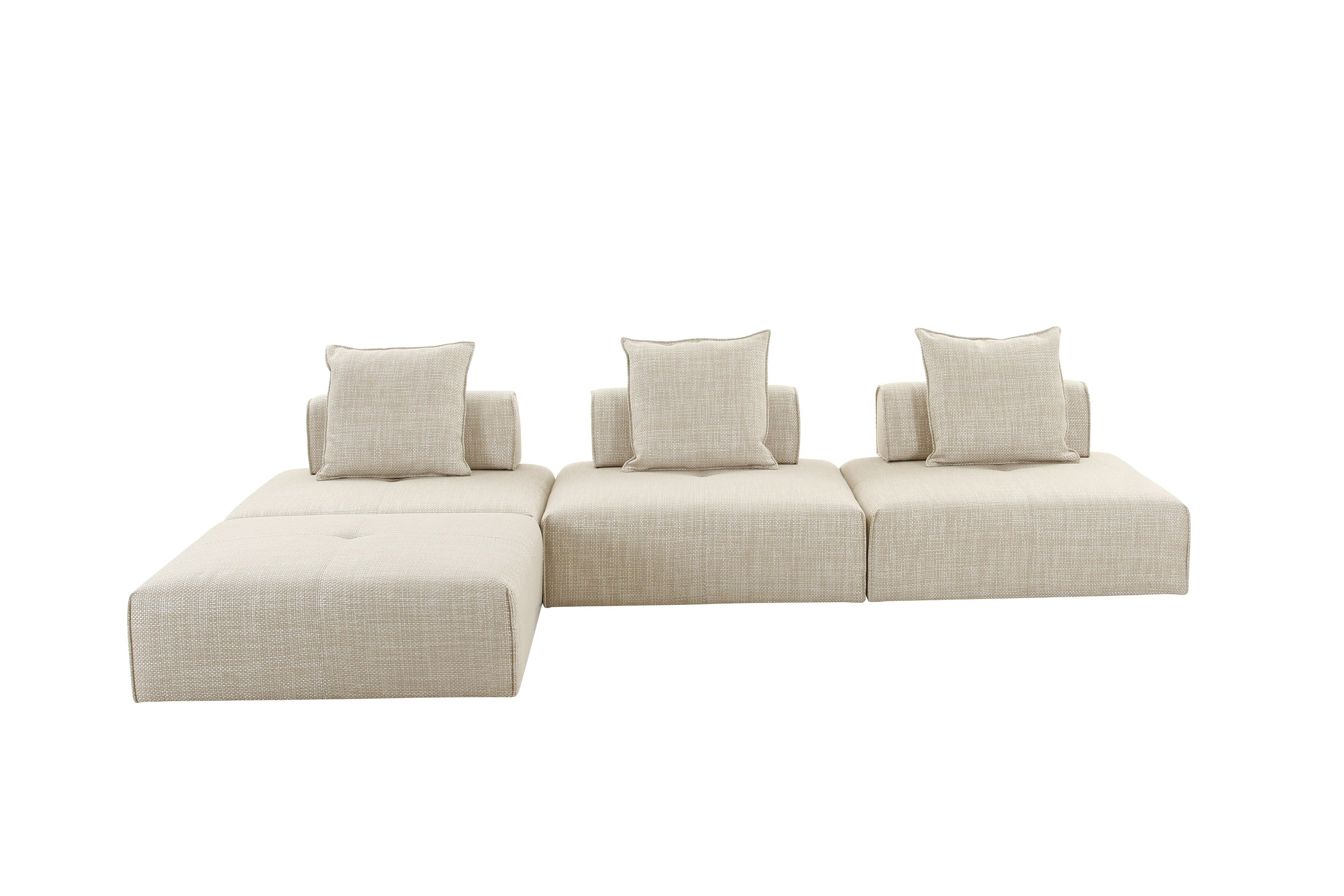 Mondo - Modern Modular Beige Fabric Armless Seat - image 4