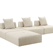 Mondo - Modern Modular Beige Fabric Armless Seat - image 5