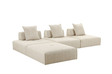 Mondo - Modern Modular Beige Fabric Armless Seat - image 5