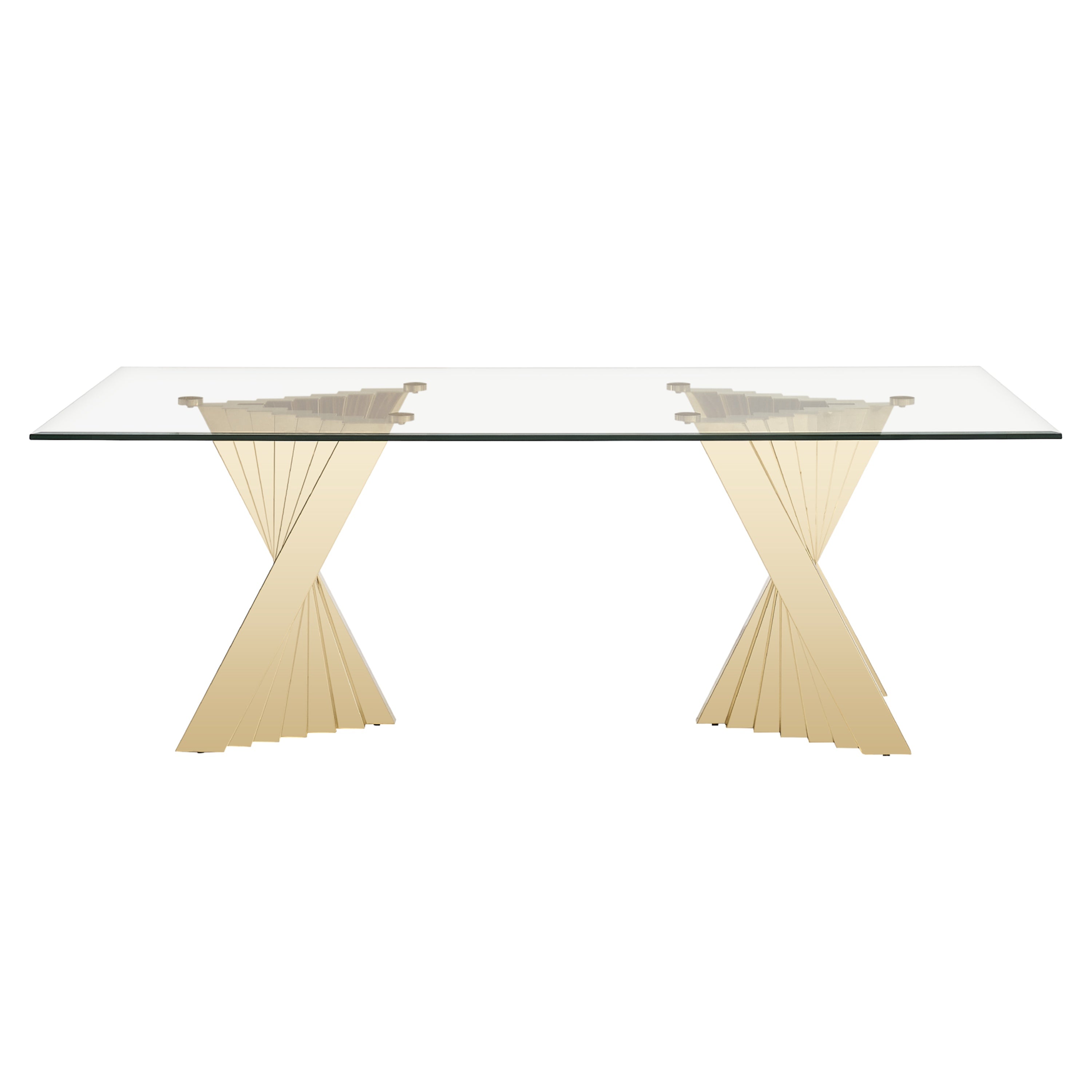 Buquet - Glam Glass + Champagne Gold Rectangular Dining Table - image 2