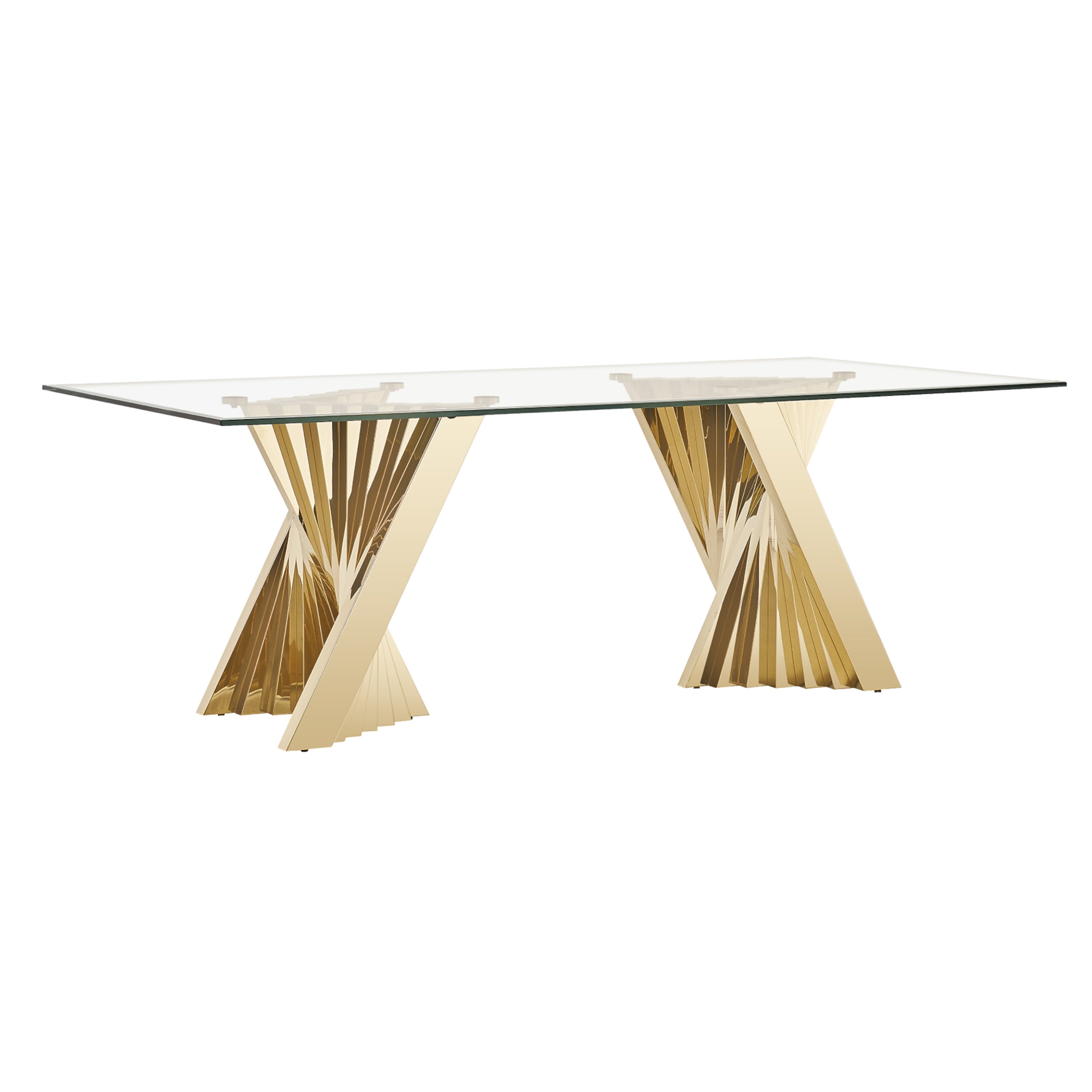 Buquet - Glam Glass + Champagne Gold Rectangular Dining Table - image 3