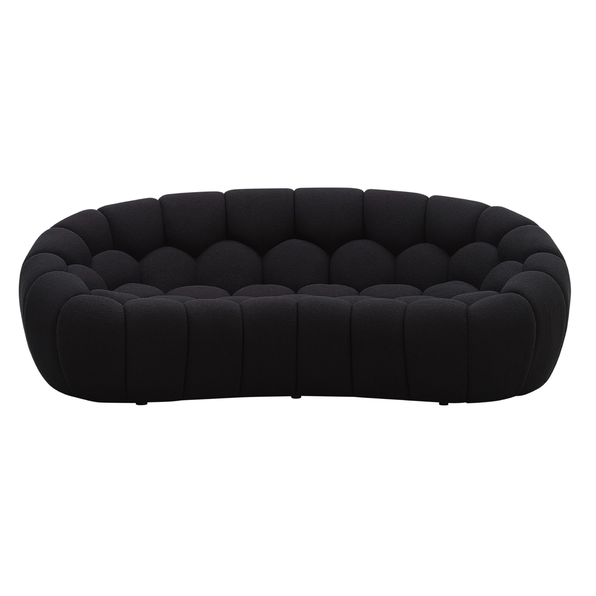 Yolonda - Modern Curved Black Fabric Loveseat - image 5