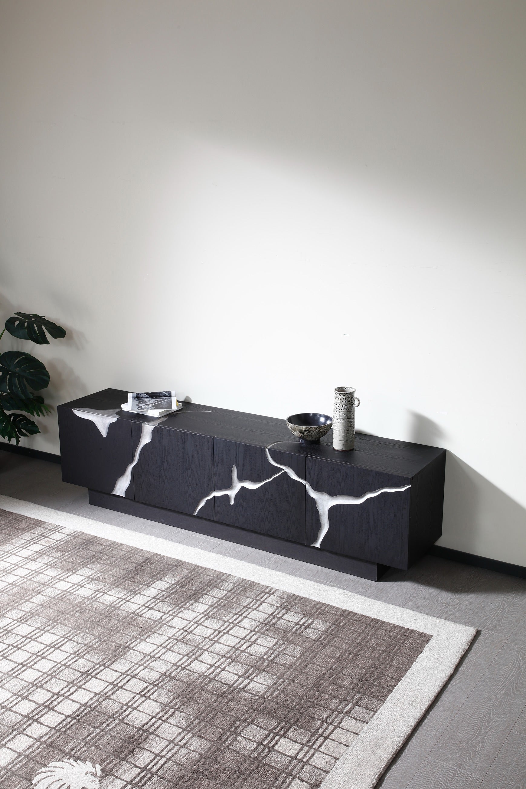 Aspen - Modern Matte Brown Ash & Silver TV Stand - image 2