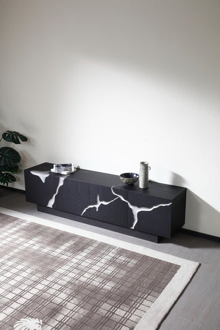 Aspen - Modern Matte Brown Ash & Silver TV Stand - image 2