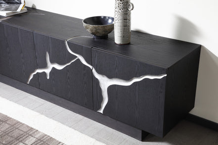 Aspen - Modern Matte Brown Ash & Silver TV Stand - image 3