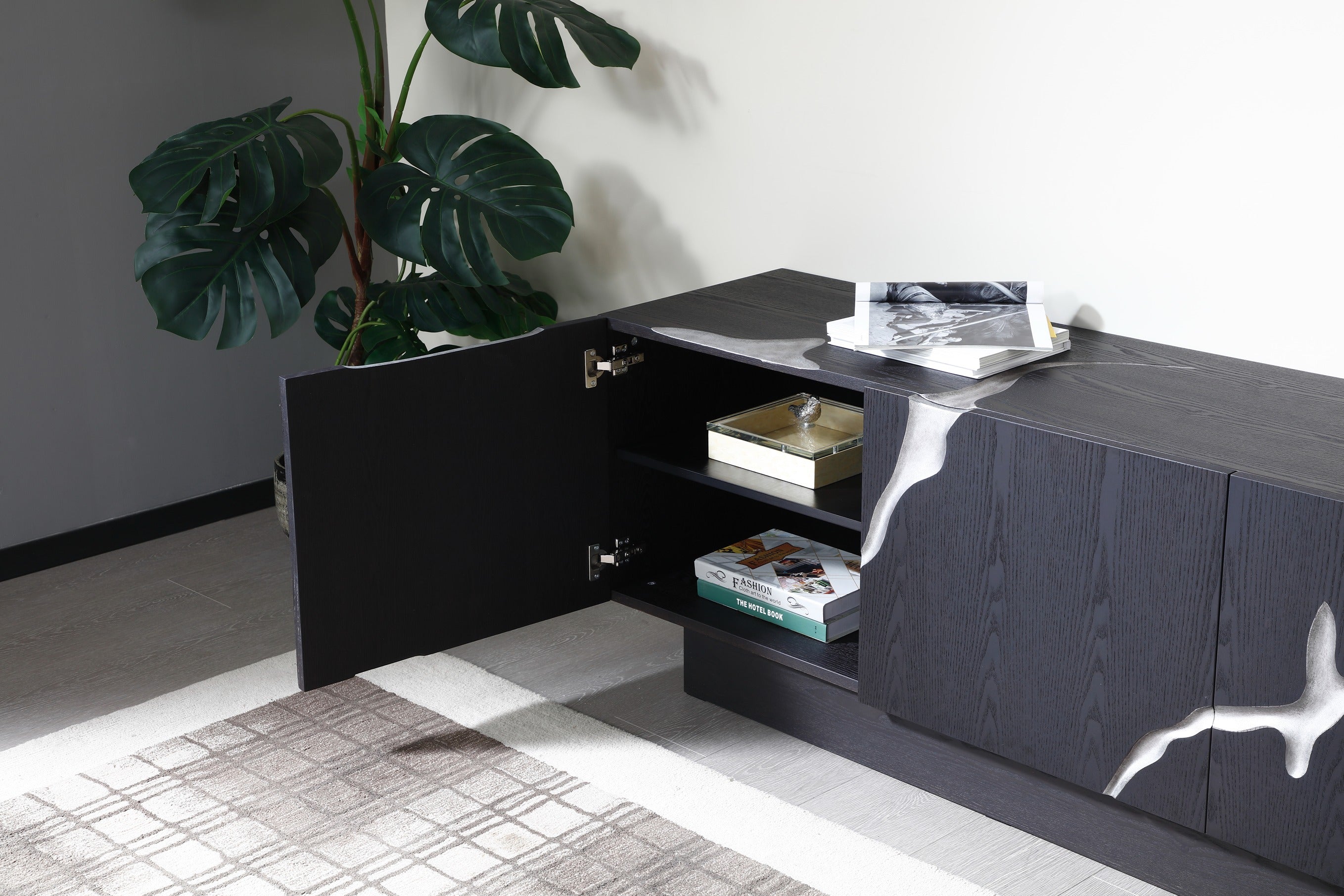 Aspen - Modern Matte Brown Ash & Silver TV Stand - image 4