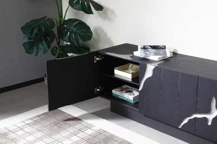 Aspen - Modern Matte Brown Ash & Silver TV Stand - image 4