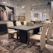 Tasha - Modern Beige Velvet + Brushed Brass Dining Chair (Set of 2)