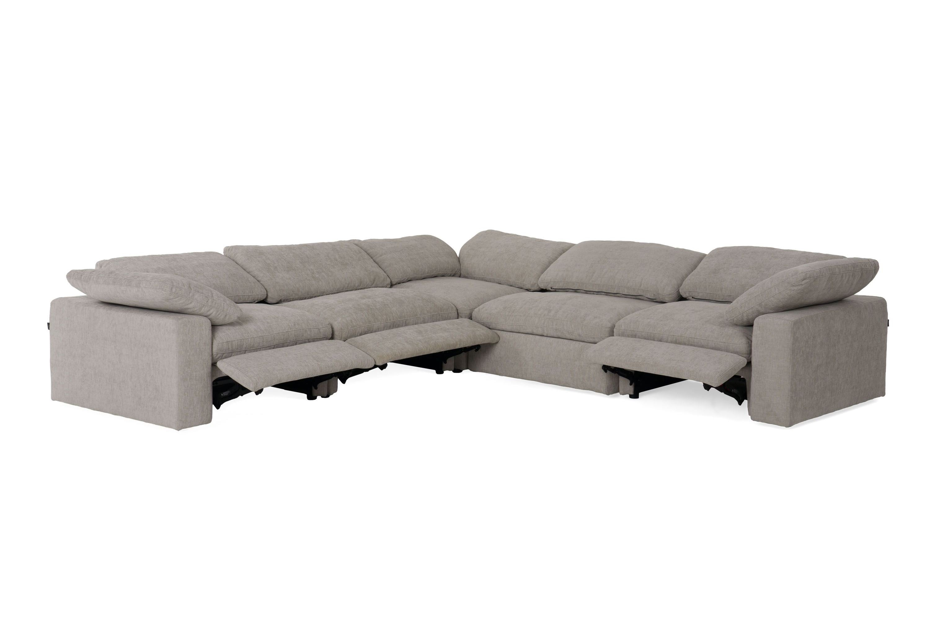 Corinth - Modern Grey Fabric Sectional Sofa with 3 Power Recliners - image 4