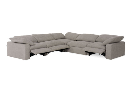 Corinth - Modern Grey Fabric Sectional Sofa with 3 Power Recliners - image 4
