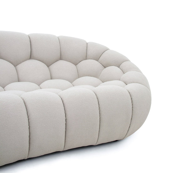 Yolonda - Modern Curved Beige Fabric Sofa - image 2