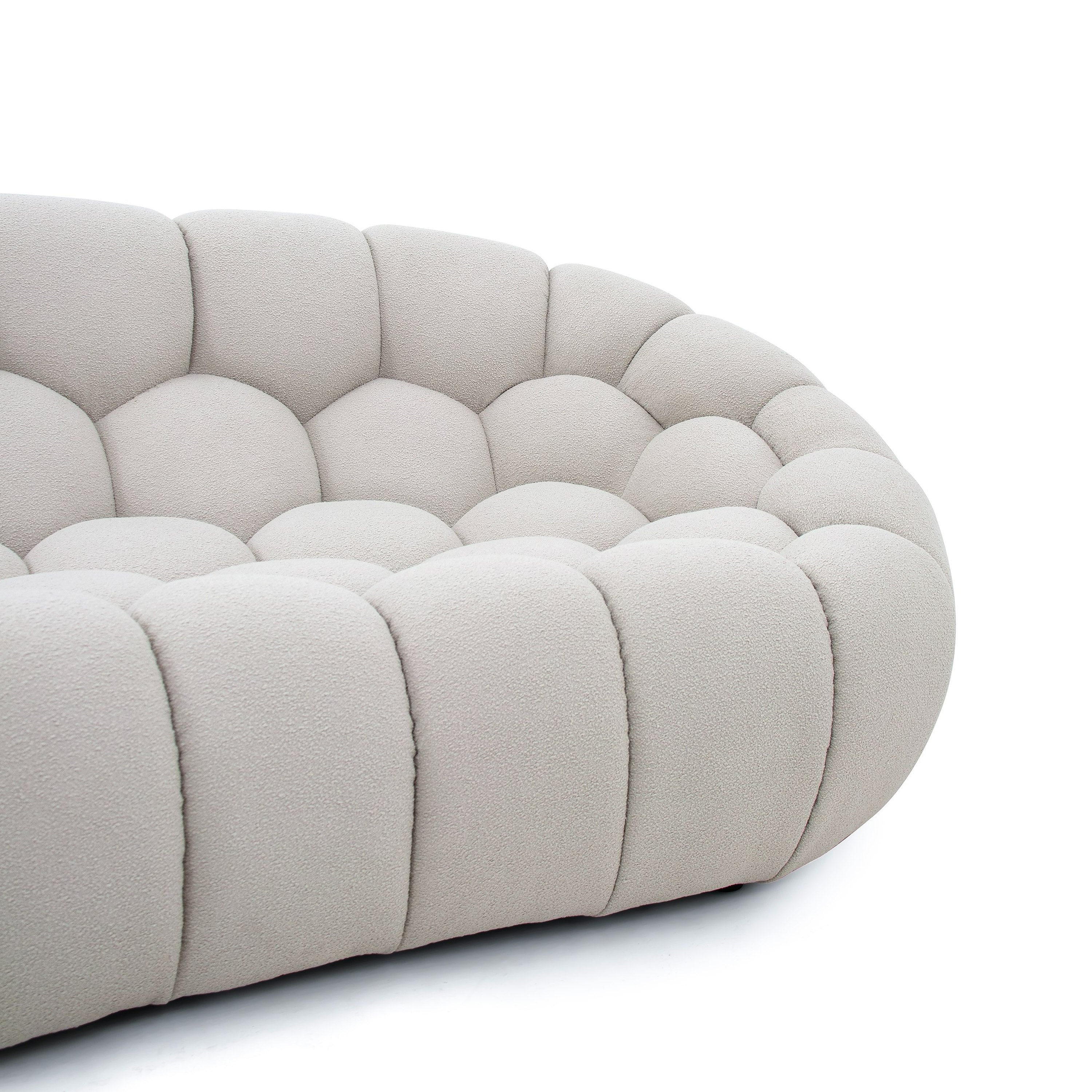 Yolonda - Modern Curved Beige Fabric Sofa Set - image 5