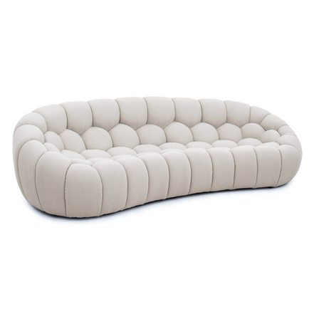 Yolonda - Modern Curved Beige Fabric Sofa - image 5