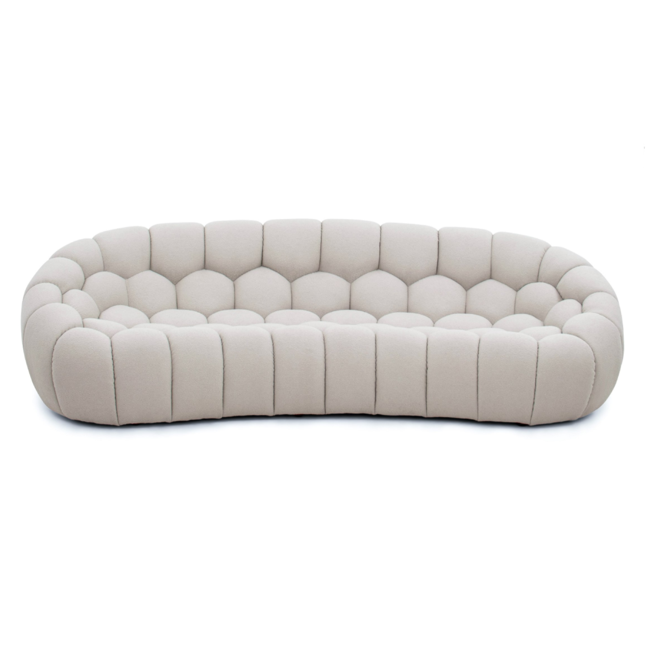 Yolonda - Modern Curved Beige Fabric Sofa - image 4