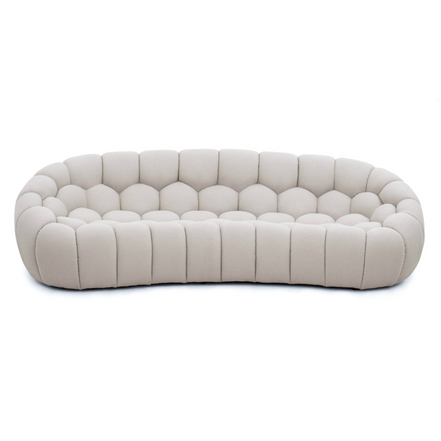 Yolonda - Modern Curved Beige Fabric Sofa - image 4