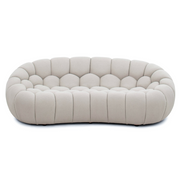Yolonda - Modern Curved Beige Fabric Loveseat - image 5