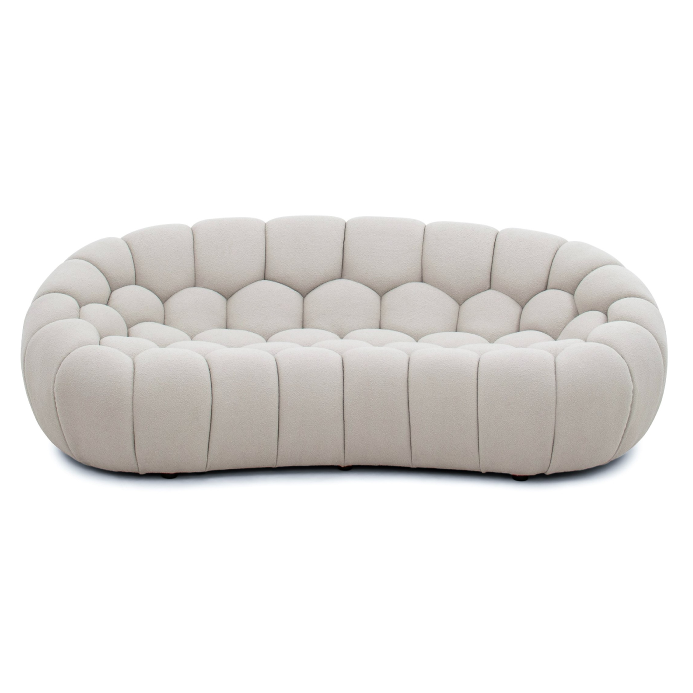 Yolonda - Modern Curved Beige Fabric Loveseat - image 5