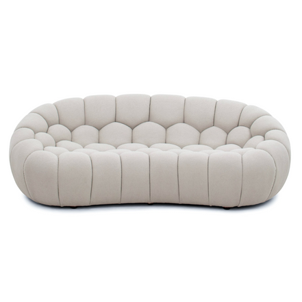 Yolonda - Modern Curved Beige Fabric Loveseat - image 5