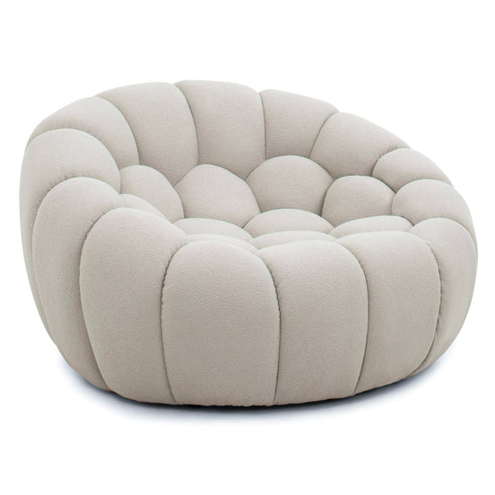 Yolonda - Modern Curved Beige Fabric Chair - image 2